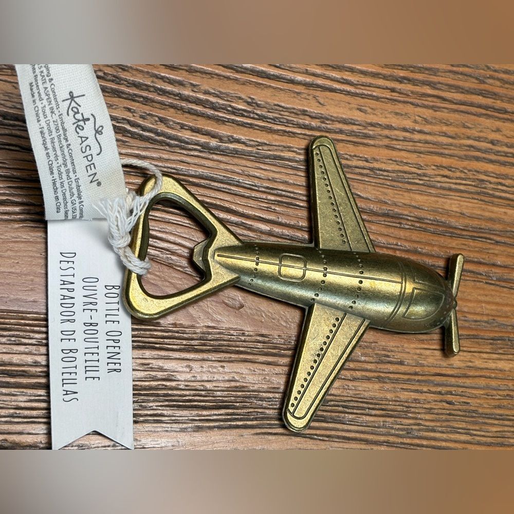 Kate Aspen Gold Airplane Bottle Opener - Picture 4 of 11